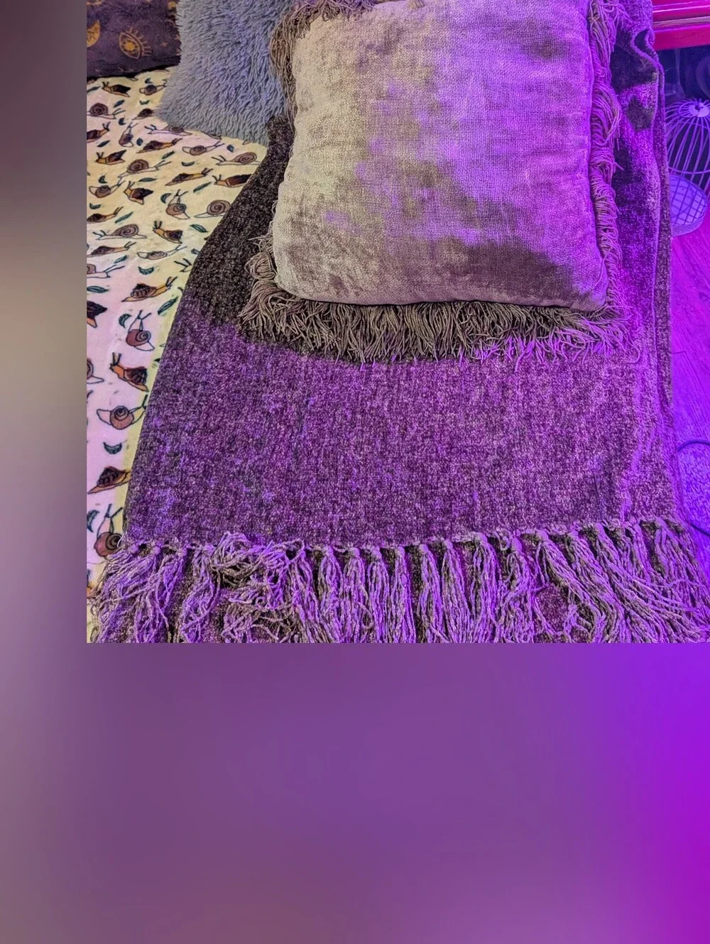 Pier 1 Imports Plush Velvet Fringe Throw Blanket With  Pillow in Bronze/Tan